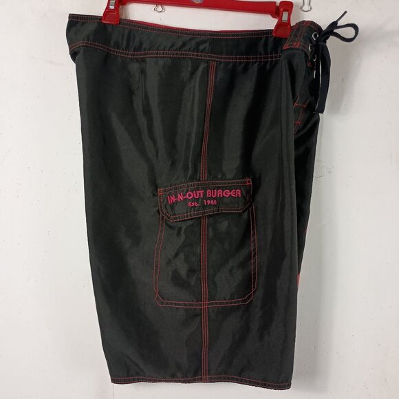 In-N-Out Burger Boardshorts Mens L 35 Black Graphic Swim Trunks Surf Skater - Picture 3 of 8